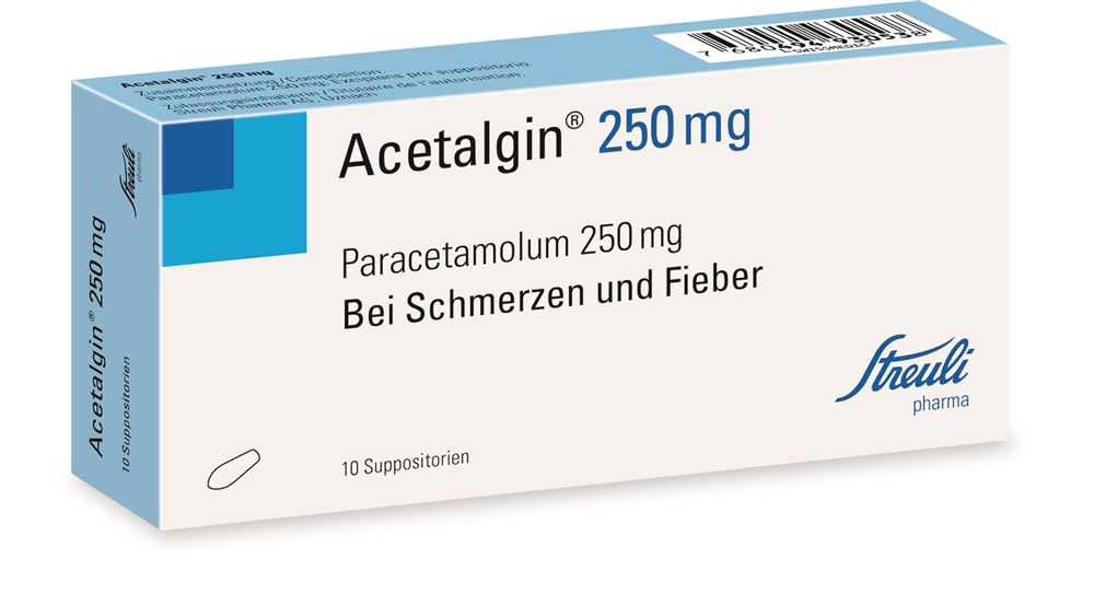 ACETALGINE Supp 250 mg Blist 10 Stk, Hauptbild