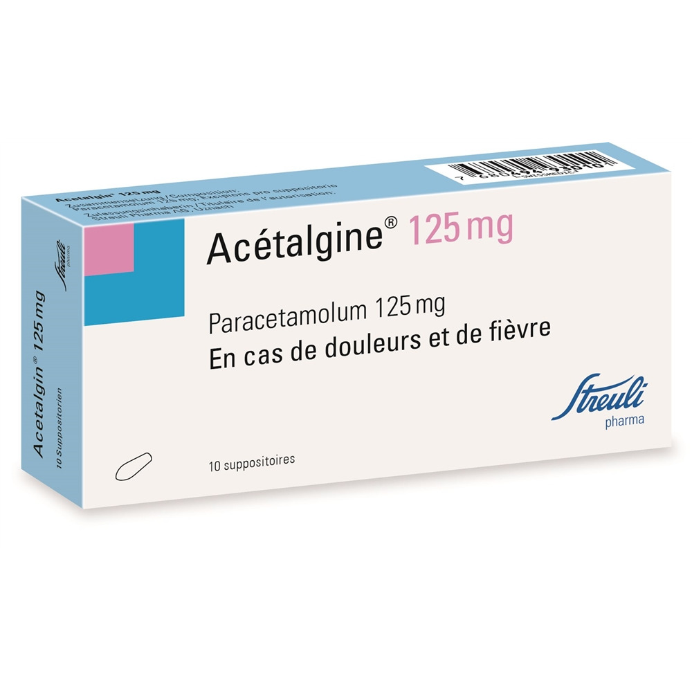 ACETALGINE supp 125 mg blist 10 pce, image 2 sur 2