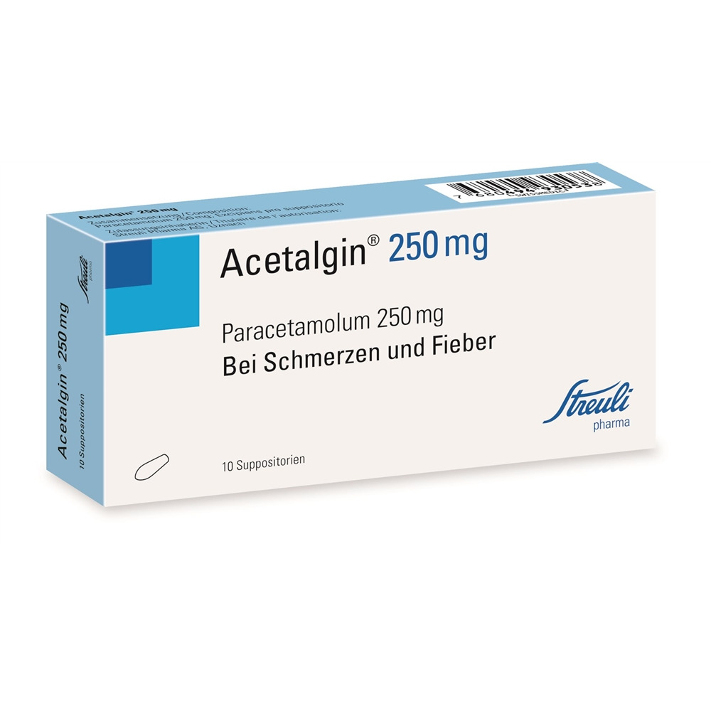 ACETALGINE supp 250 mg blist 10 pce, image principale