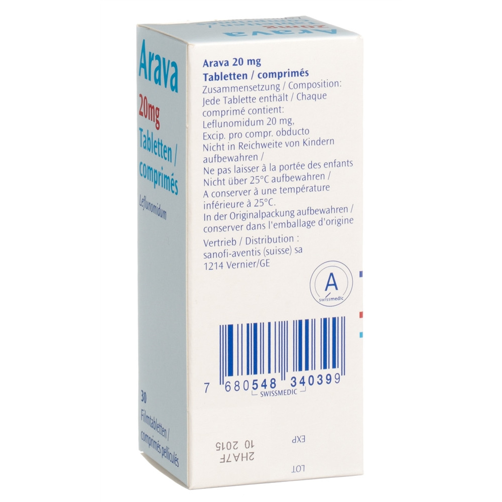 Arava cpr pell 20 mg bte 30 pce, image 2 sur 2