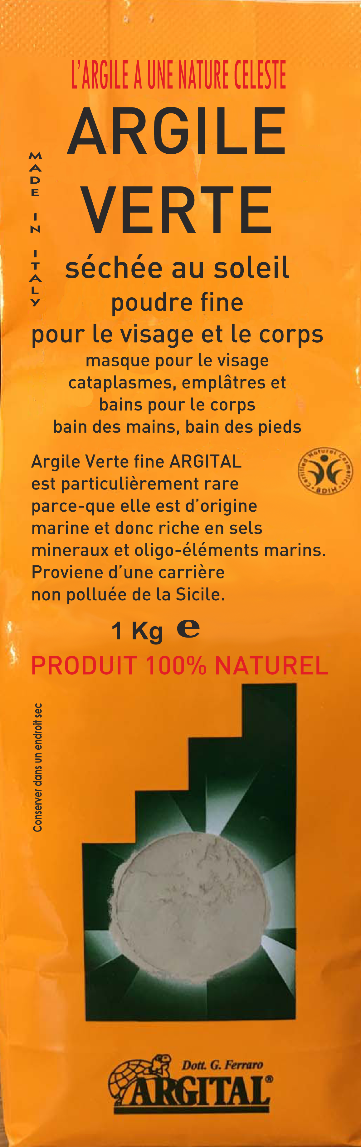 ARGITAL argile verte fine poudre