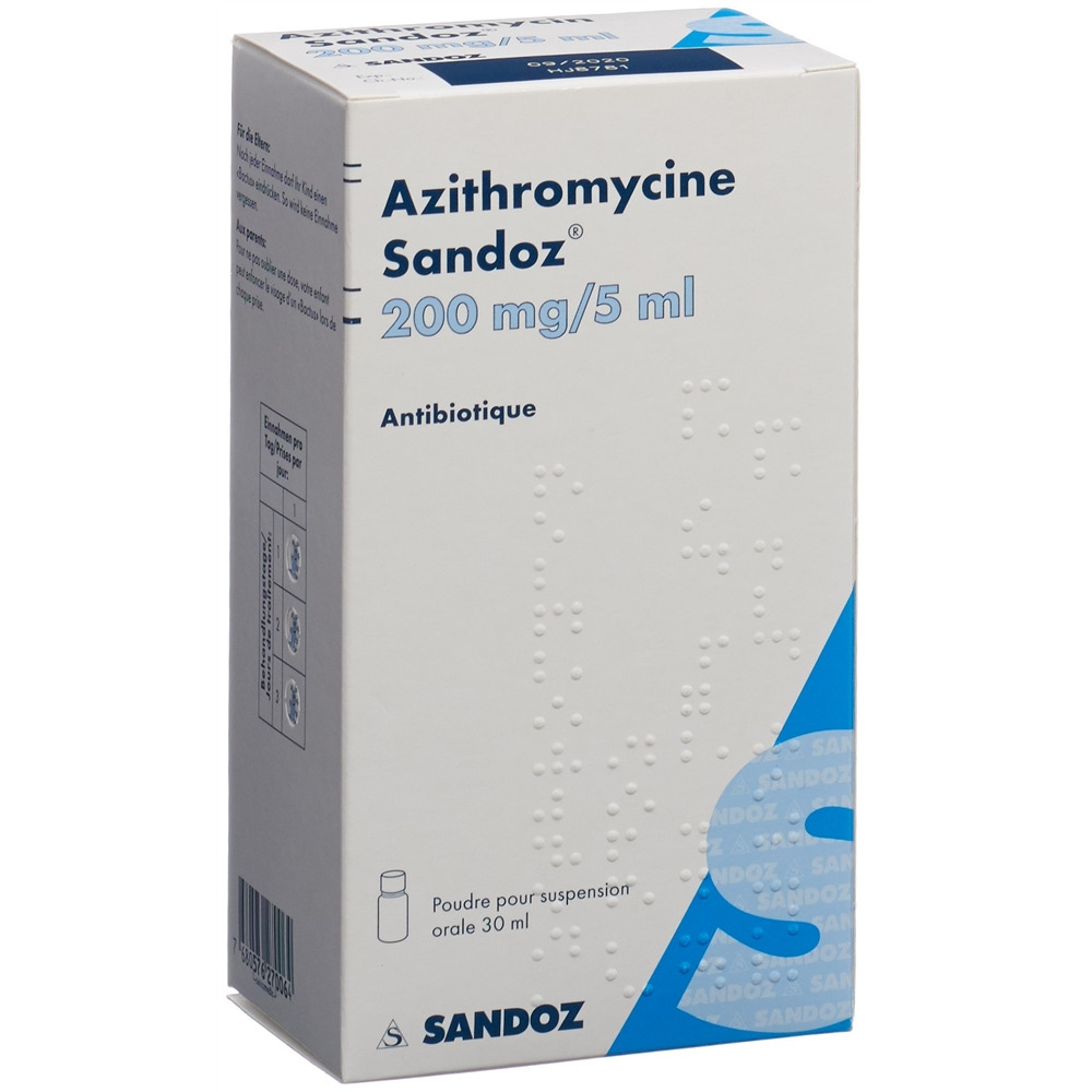 AZITHROMYCINE Sandoz 200 mg/5ml, Bild 2 von 2