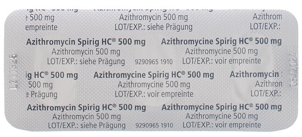 AZITHROMYCINE Spirig HC 500 mg, Bild 2 von 3