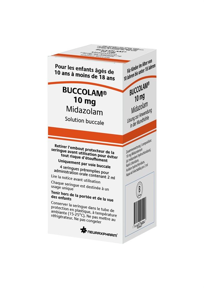 BUCCOLAM Lös 10 mg/2ml zur Anwendung in der Mundhöhle Fertspr 4 Stk, Hauptbild BUCCOLAM Lös 10 mg/2ml zur Anwendung in der Mundhöhle Fertspr 4 Stk, Hauptbild