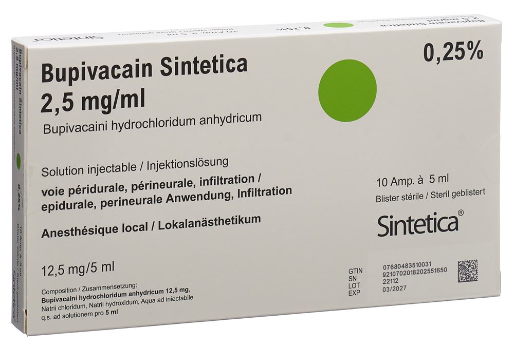 BUPIVACAINE Sintetica 12.5 mg/5ml, image principale