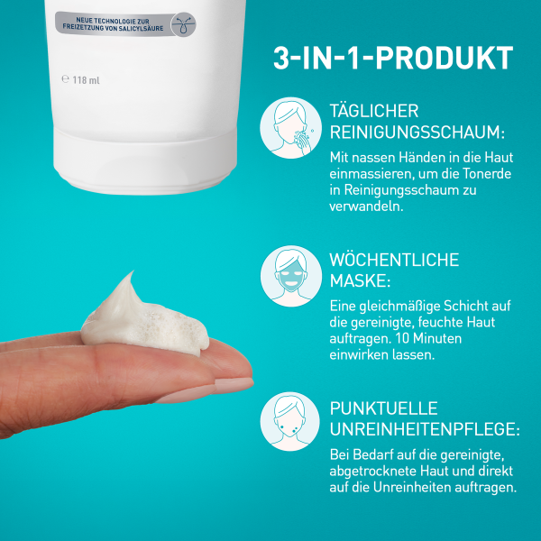 CERAVE 3in1 Tonerde-zu-Schaum Reinigung, Bild 4 von 5