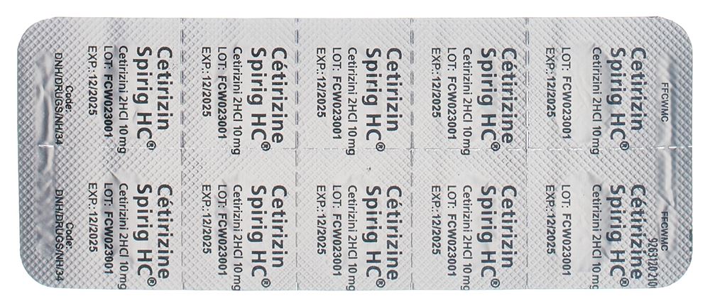CETIRIZINE Spirig HC 10 mg, image 4 sur 5