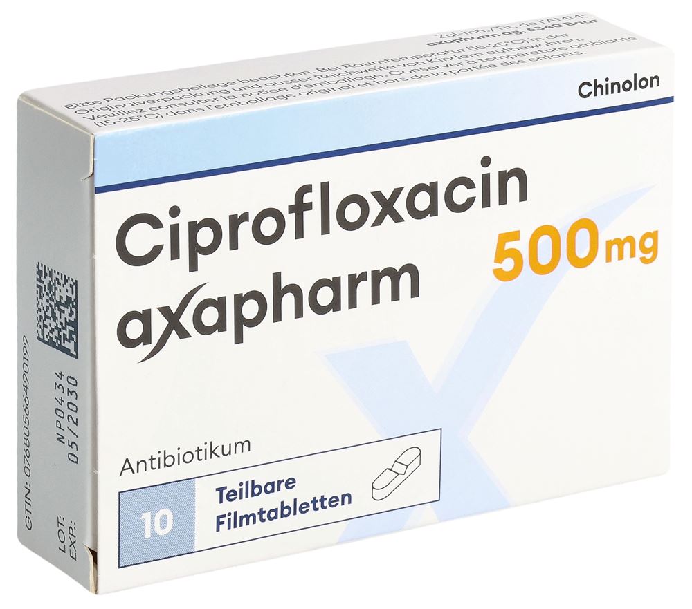 CIPROFLOXACINE axapharm 500 mg, image principale CIPROFLOXACINE axapharm 500 mg, image principale