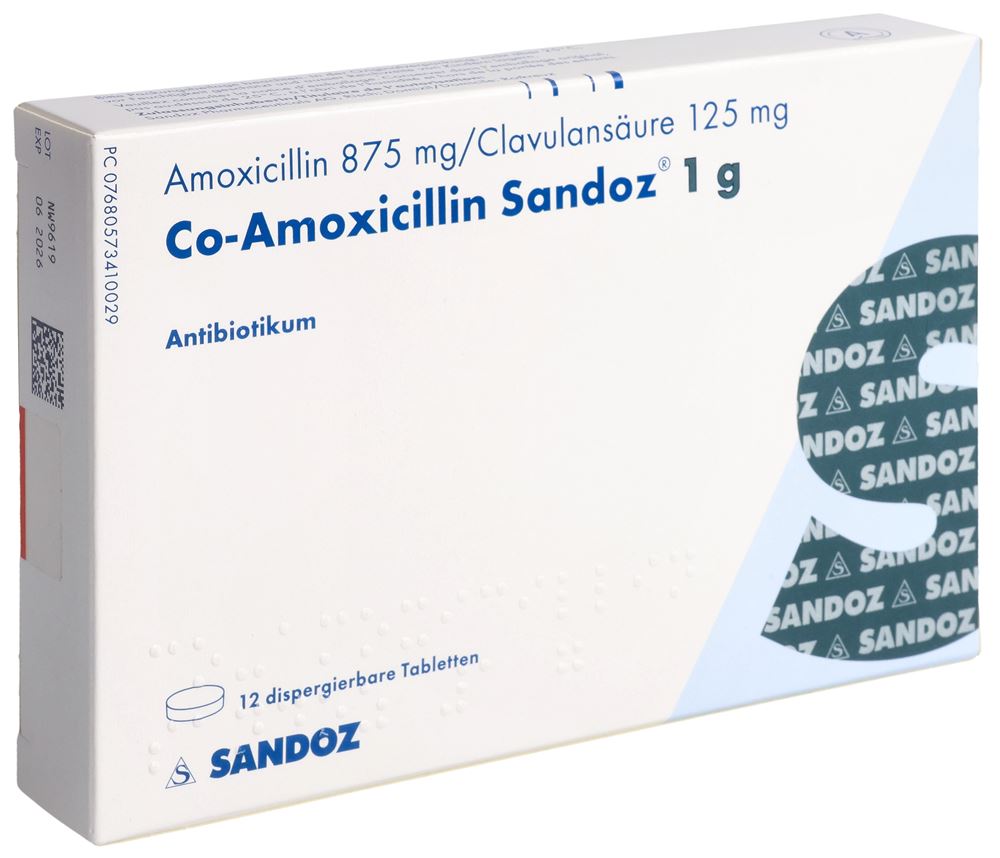 CO AMOXICILLINE Sandoz 1 g, Hauptbild CO AMOXICILLINE Sandoz 1 g, Hauptbild