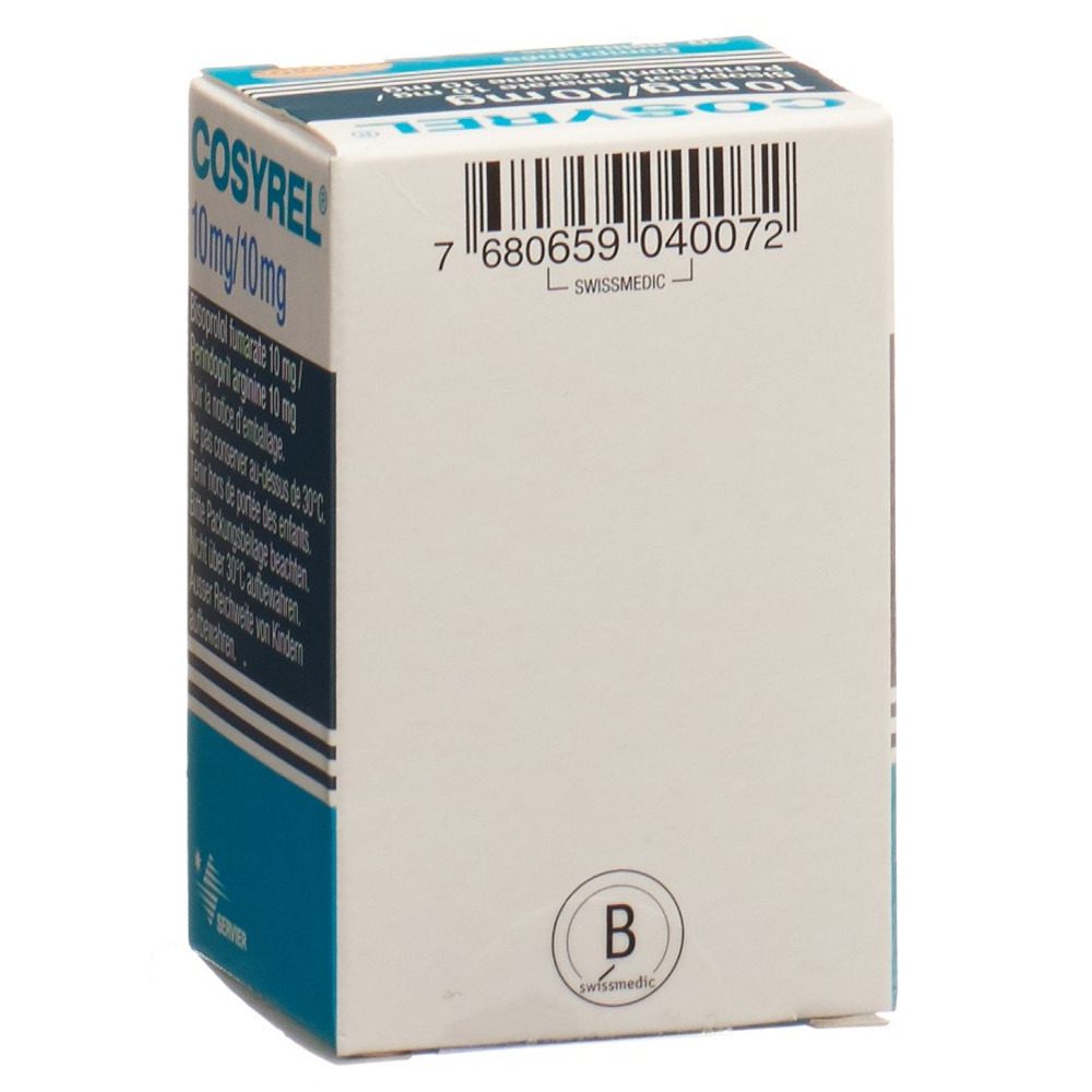 COSYREL cpr pell Bisoprolol fumarate 10mg/Périndopril arginine 10mg bte 30 pce, image 2 sur 2