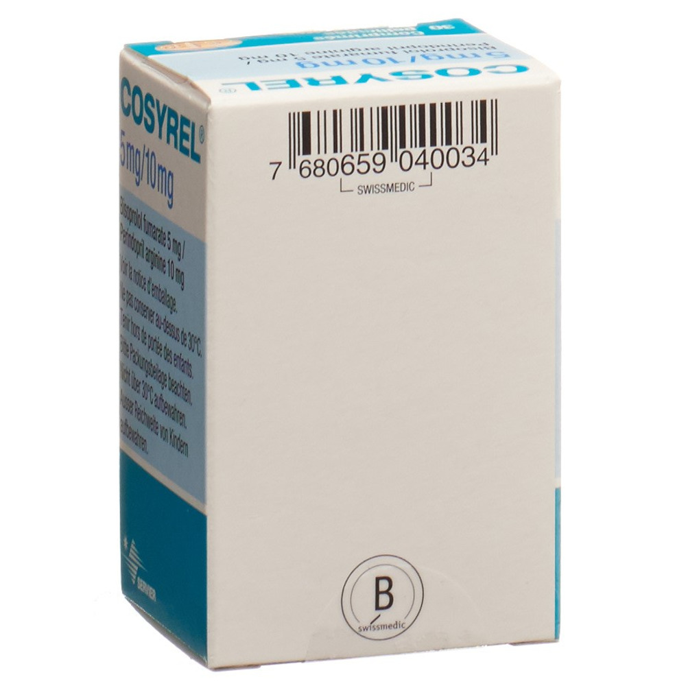 COSYREL cpr pell Bisoprolol fumarate 5mg/Périndopril arginine 10mg bte 30 pce, image 2 sur 2