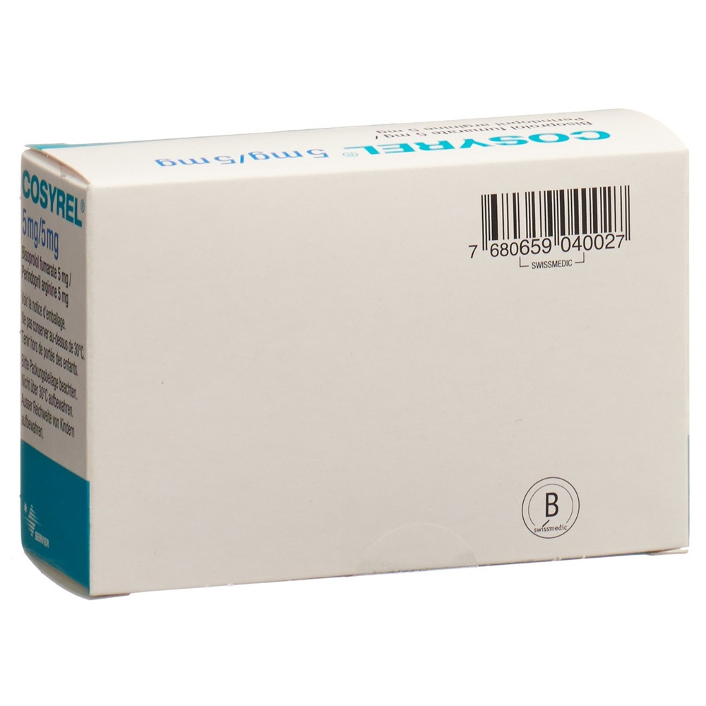 COSYREL cpr pell Bisoprolol fumarate 5mg/Périndopril arginine 5mg bte 30 pce, image 2 sur 2