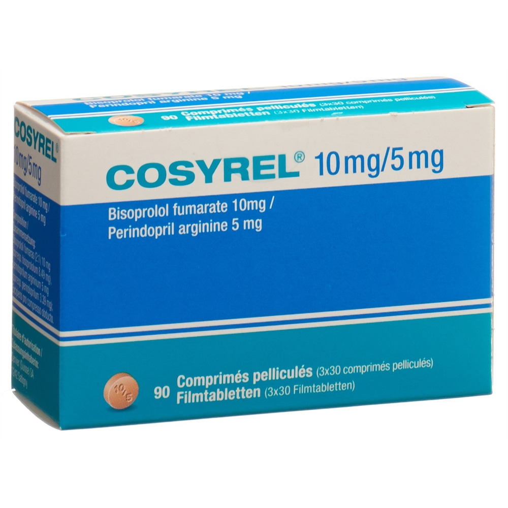 COSYREL Filmtabl Bisoprolol fumarat 10mg/Perindopril arginin 5mg Ds 30 Stk, Hauptbild