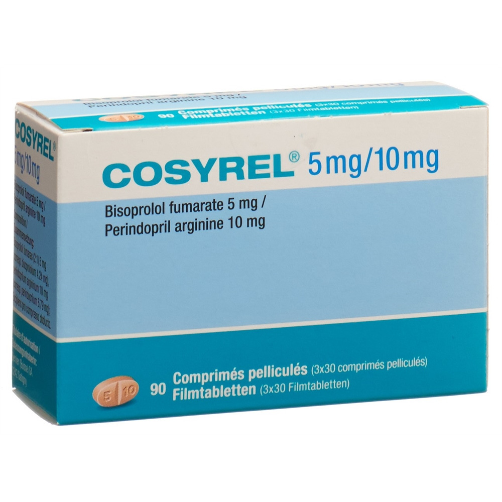 COSYREL Filmtabl Bisoprolol fumarat 5mg/Perindopril arginin 10mg Ds 30 Stk, Hauptbild