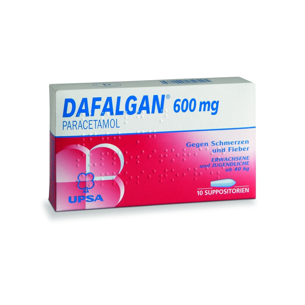 DAFALGAN supp 600 mg blist 10 pce, image principale