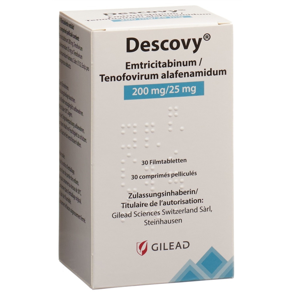 DESCOVY cpr pell 200/25 mg bte 30 pce, image principale