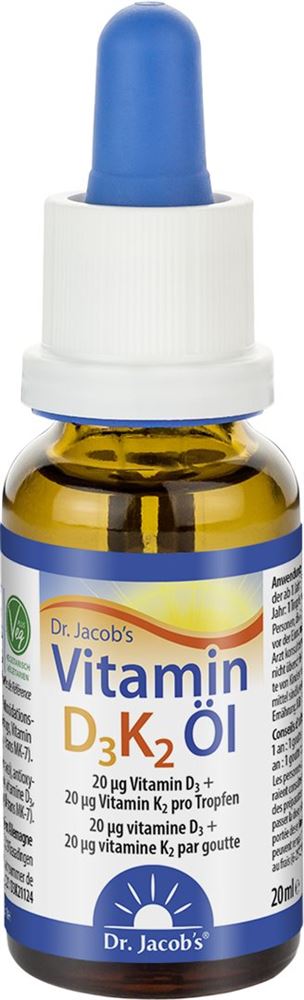 DR. JACOB'S vitamine D3 K2 huile gouttes 800 IE