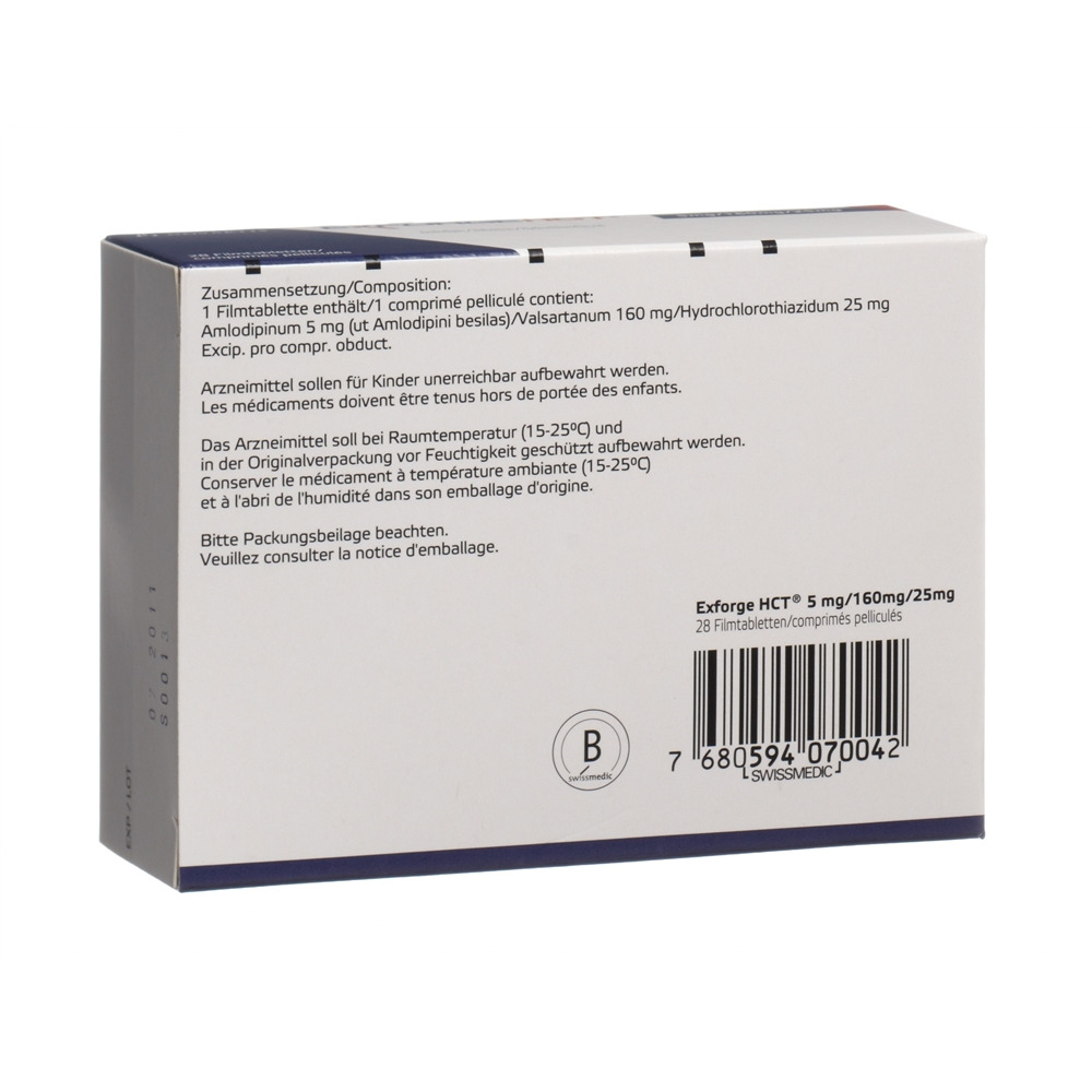 EXFORGE cpr pell 5mg/160mg/25mg blist 28 pce, image 2 sur 2