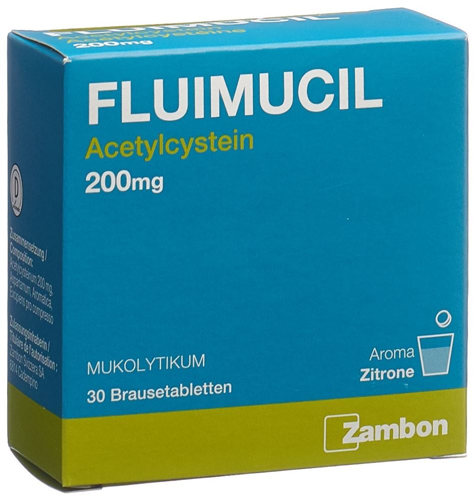 FLUIMUCIL Brausetabl 200 mg Erw citron Blist 30 Stk, Hauptbild