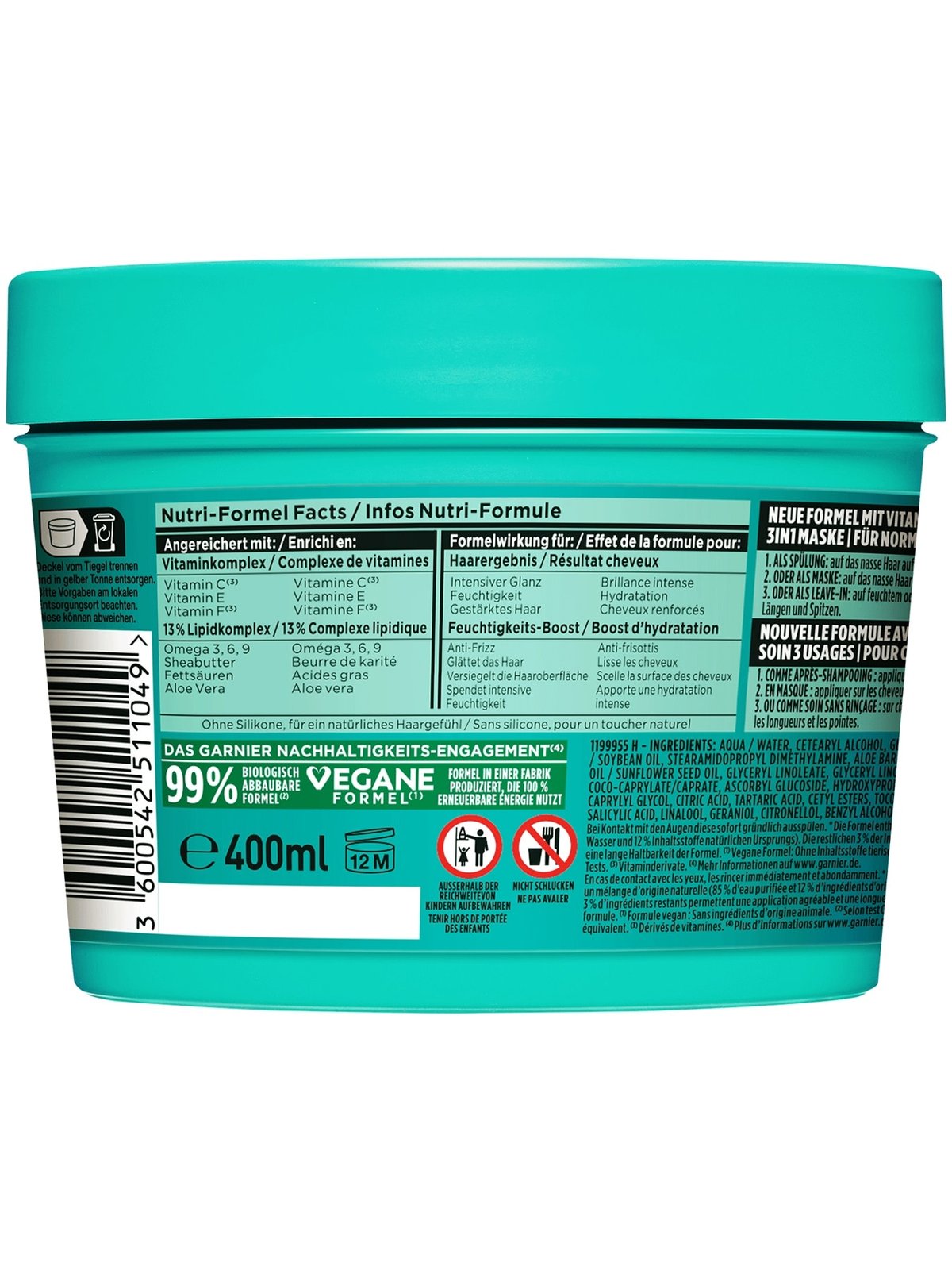 FRUCTIS Hair Food Feuchtigkeitsspende Aloe Vera 3in1 Maske, Bild 2 von 2