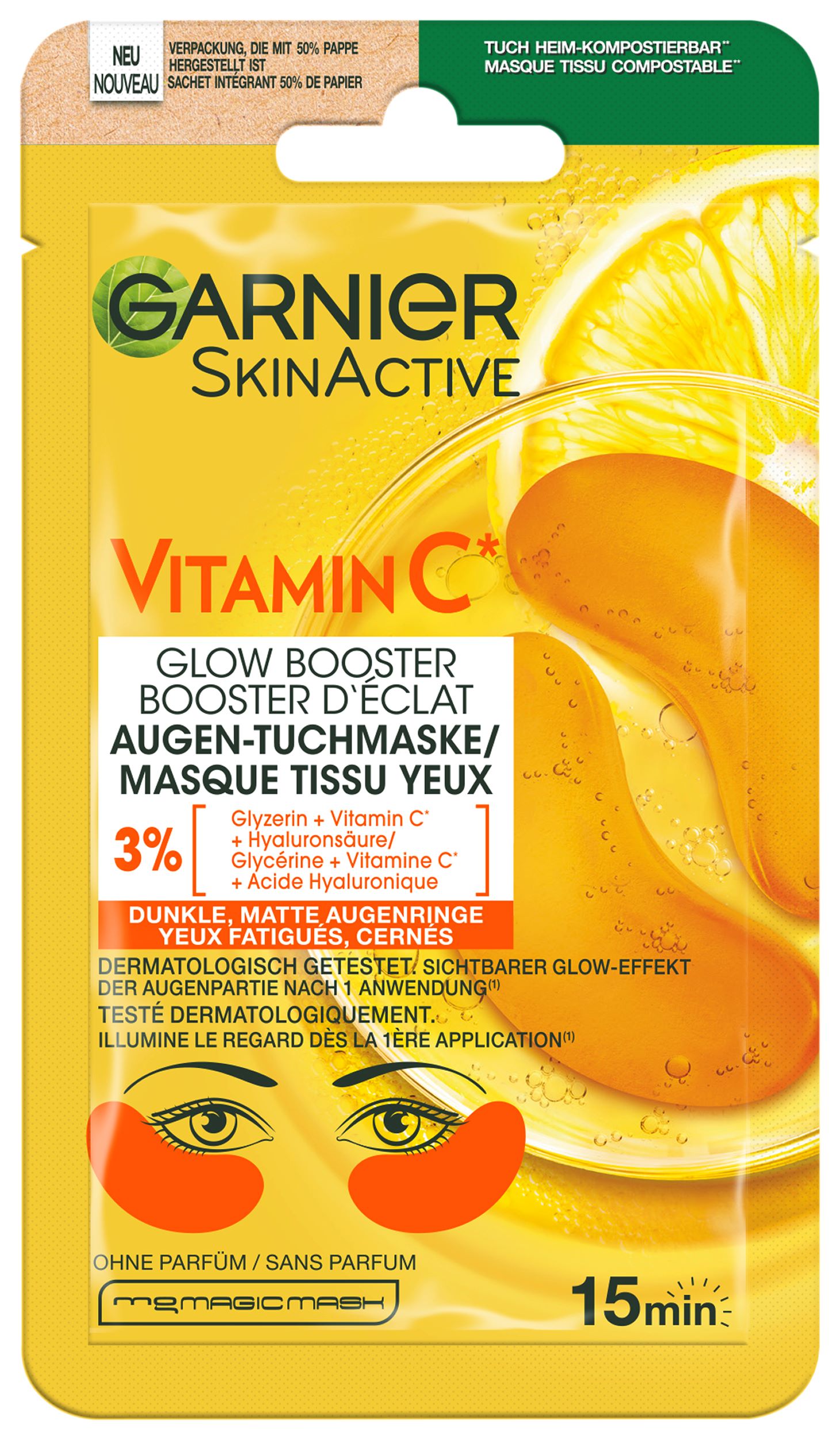 GARNIER SkinActive Glow Booster Augen-Tuchmaske