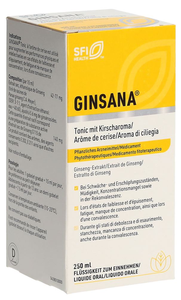 GINSANA Tonikum mit Kirscharoma Glasfl 250 ml, Hauptbild