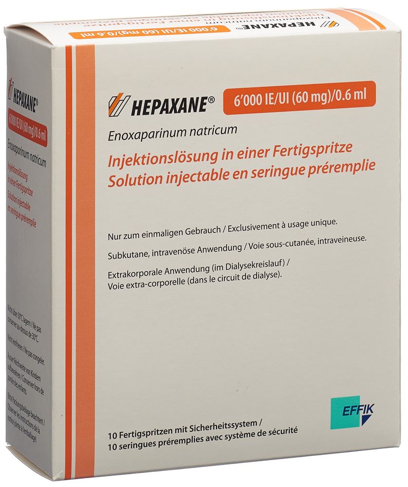 Hepaxane Inj Lös 60 mg/0.6ml Fertspr 10 Stk, Hauptbild