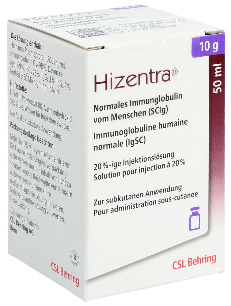 HIZENTRA sol inj 10 g/50ml flac 50 ml, image principale
