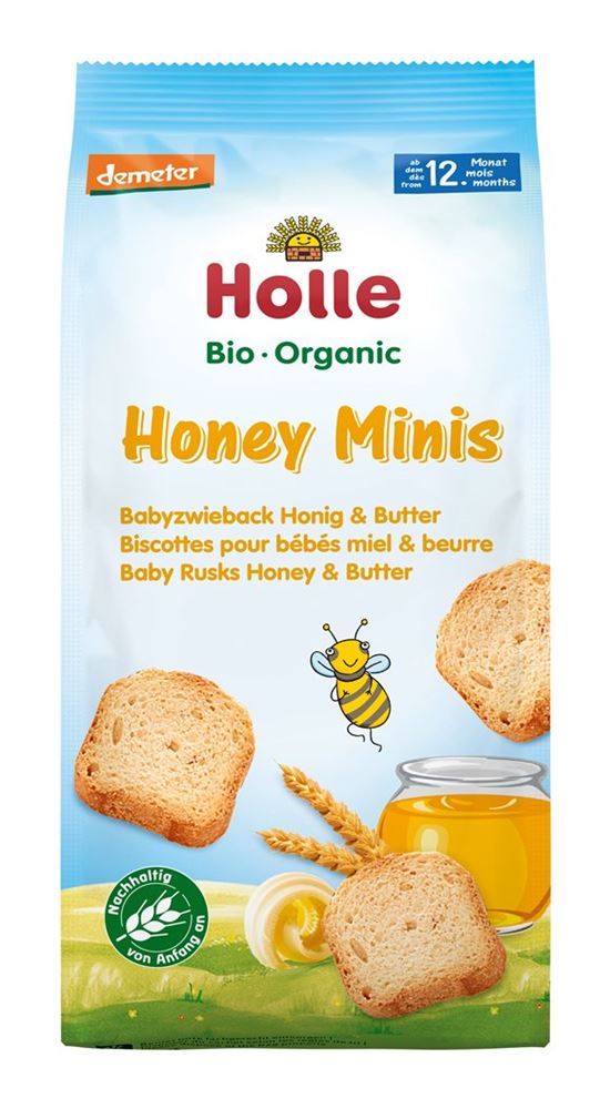 HOLLE honey minis biscottes bio pour bébés