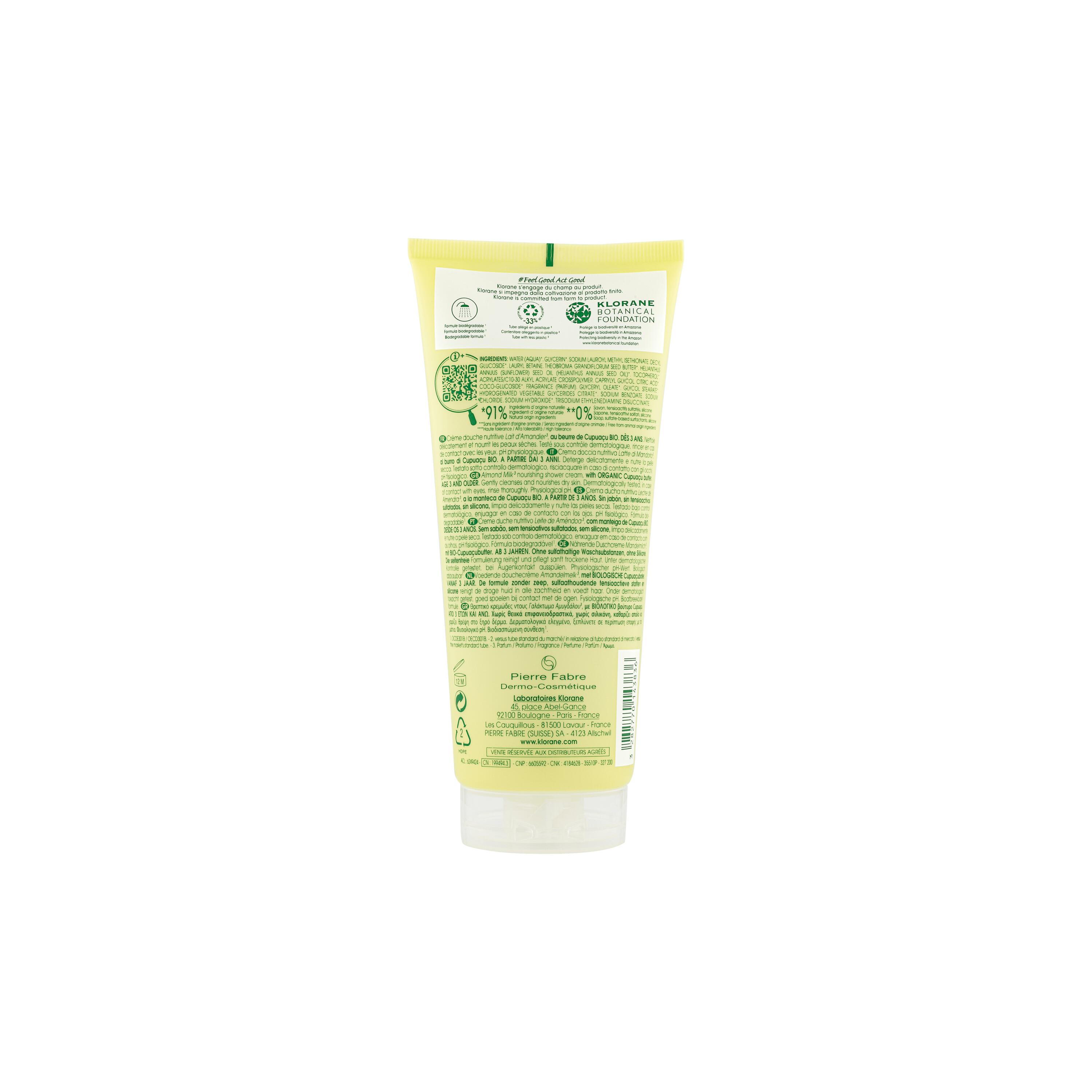 Klorane Crème de douche lait d'amandier, image 2 sur 5