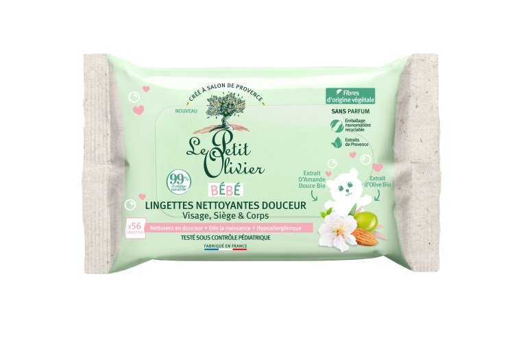 LE PETIT OLIVIER bébé lingettes nettoyantes visage siège & corps, image principale