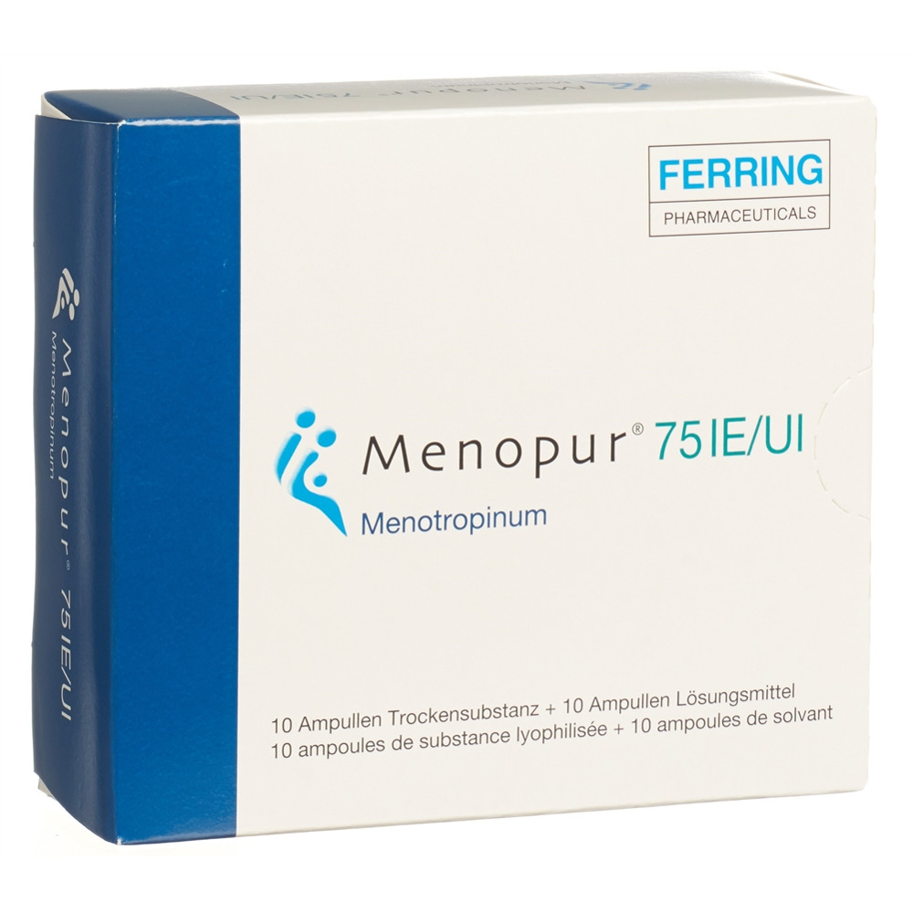 MENOPUR subst sèche 75 IE avec solvant amp 10 pce