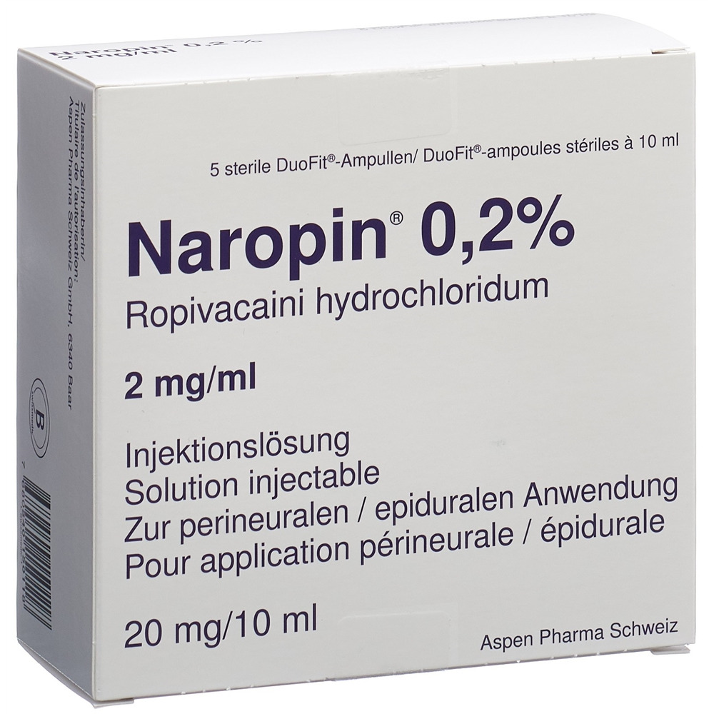 NAROPIN Inj Lös 20 mg/10ml Duofit Ampullen Amp 5 Stk, Hauptbild