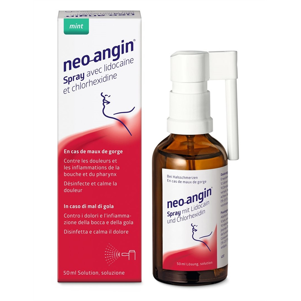 NEO-ANGIN spray avec lidocaïne et chlorhexidine 50 ml, image 2 sur 4