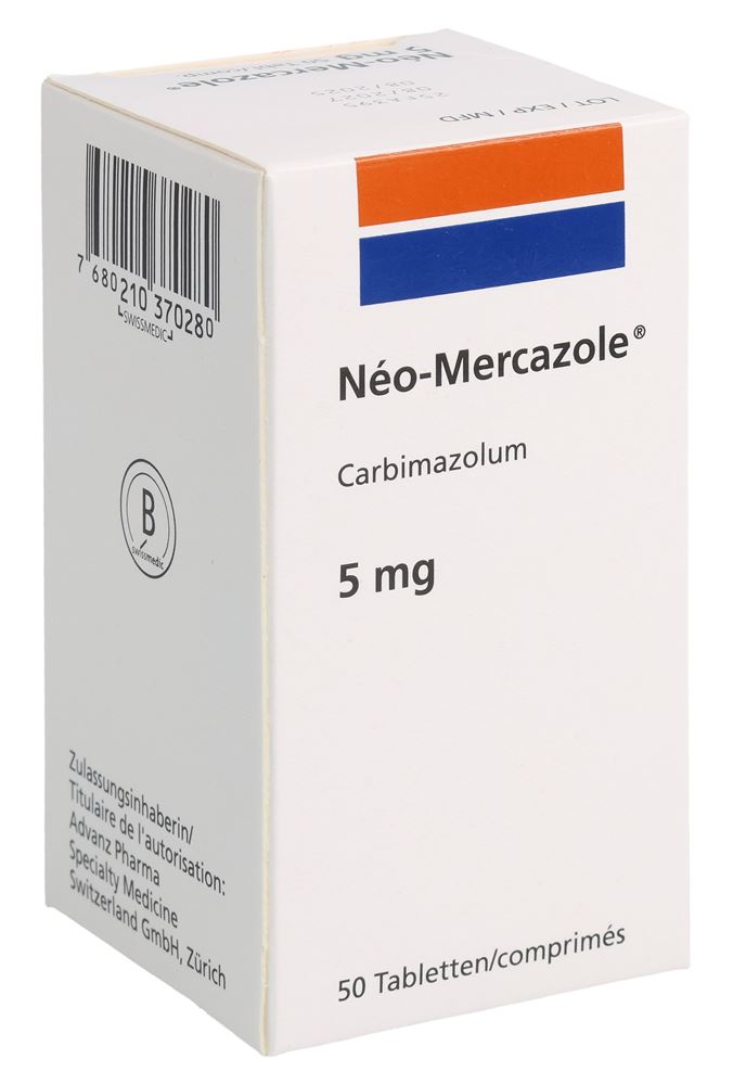 NEO-MERCAZOLE cpr 5 mg bte 50 pce, image principale NEO-MERCAZOLE cpr 5 mg bte 50 pce, image principale