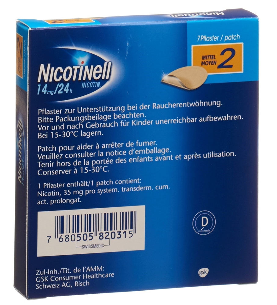 NICOTINELL 2 mittel 14 mg/24h, Bild 2 von 2