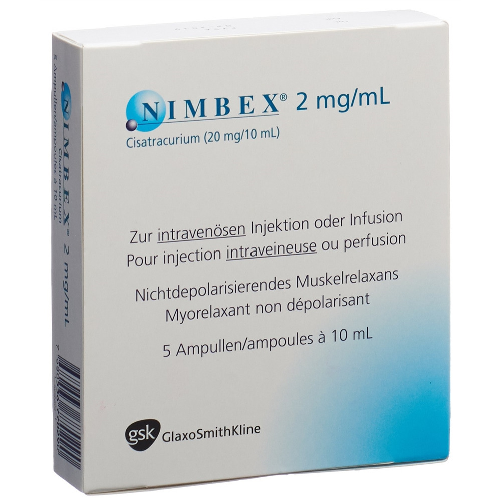 NIMBEX Inj Lös 20 mg/10ml Amp 10 ml, Hauptbild