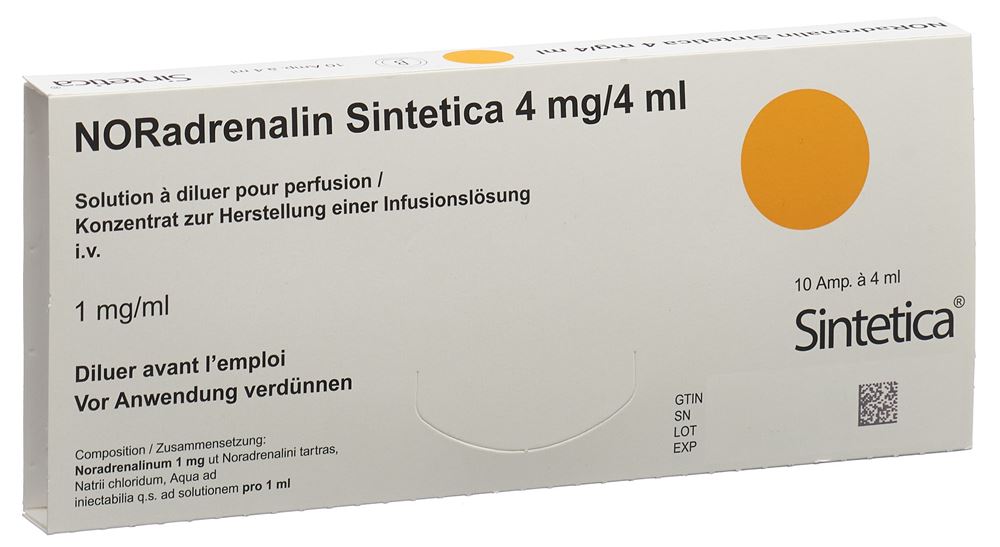 NORADRENALINE Sintetica 4 mg/4ml, image principale