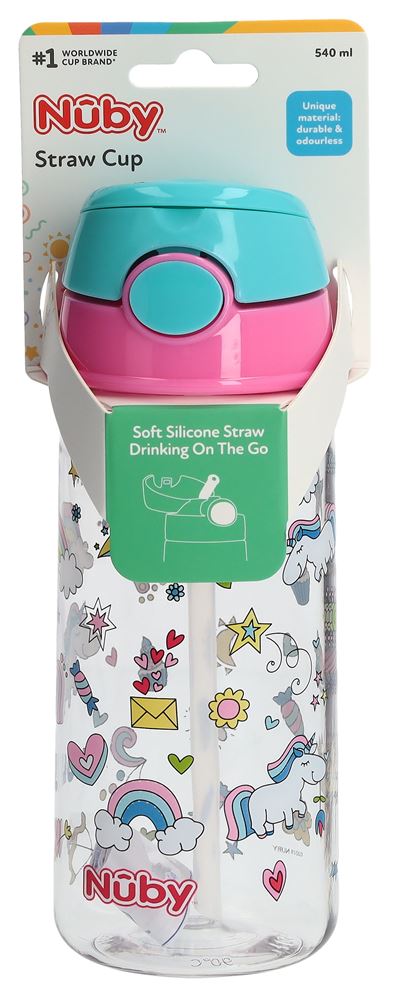 NUBY Trinkhalmbecher TRITAN Soft Straw mit Druckknopf