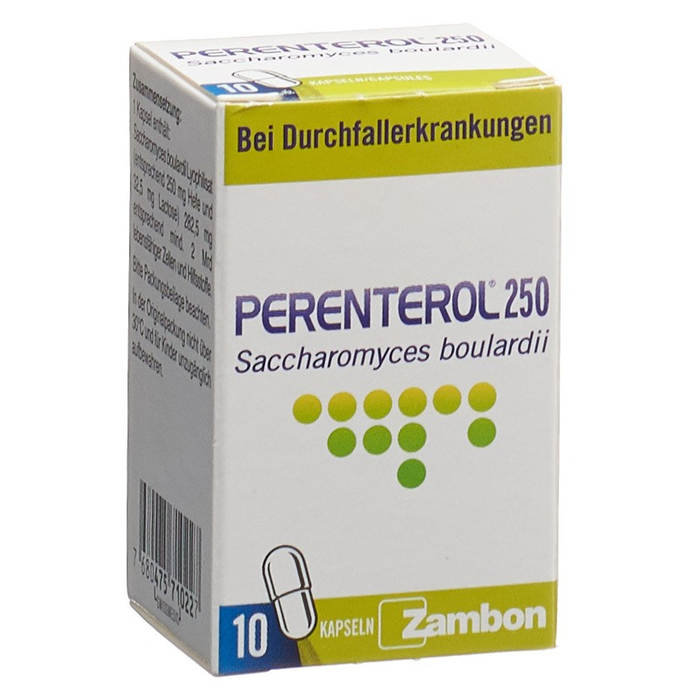 PERENTEROL caps 250 mg fl verre 10 pce, image 2 sur 5