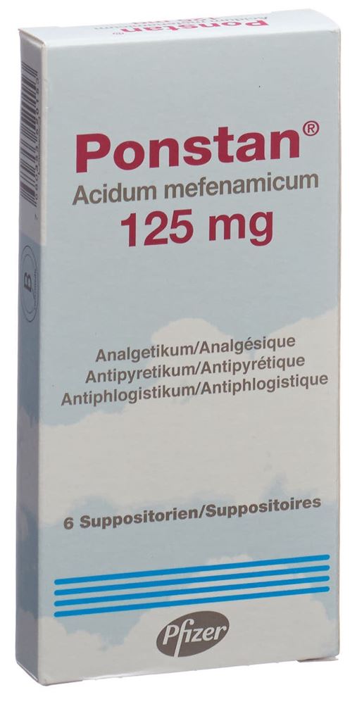 Ponstan supp 125 mg enf blist 6 pce, image principale