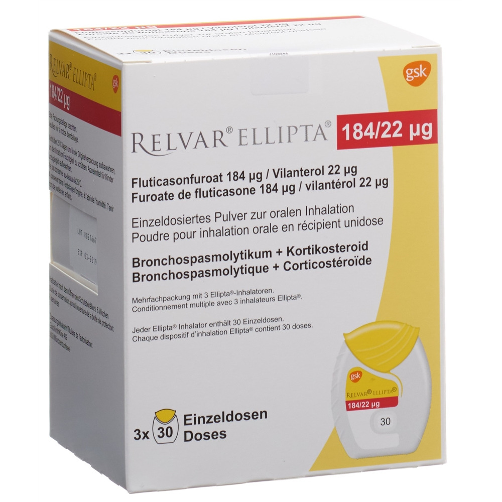 RELVAR ELLIPTA pdr inh 184mcg/22mcg 30 dos, image principale