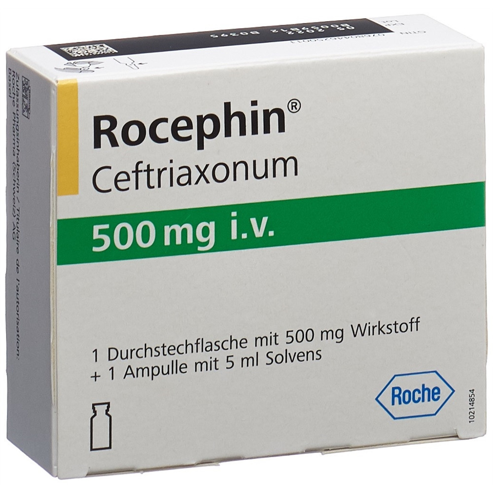 ROCEPHIN Trockensub 500 mg i.v. mit Solvens Durchstf 1 Stk, Hauptbild