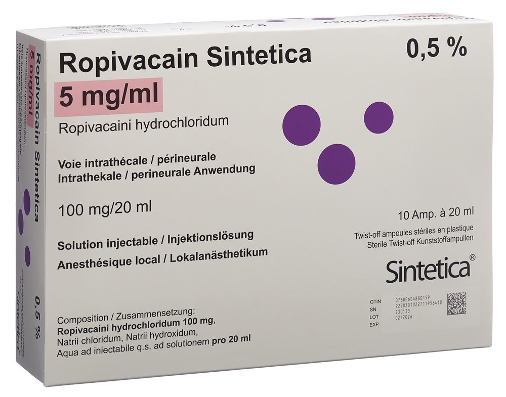 ROPIVACAINE Sintetica 5 mg/ml, Hauptbild