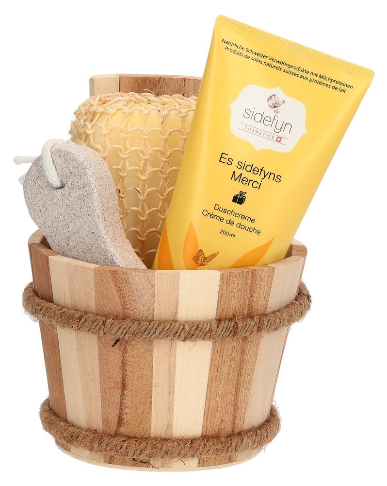 SIDEFYN Geschenkset Holzkübel Duschcreme, Hauptbild