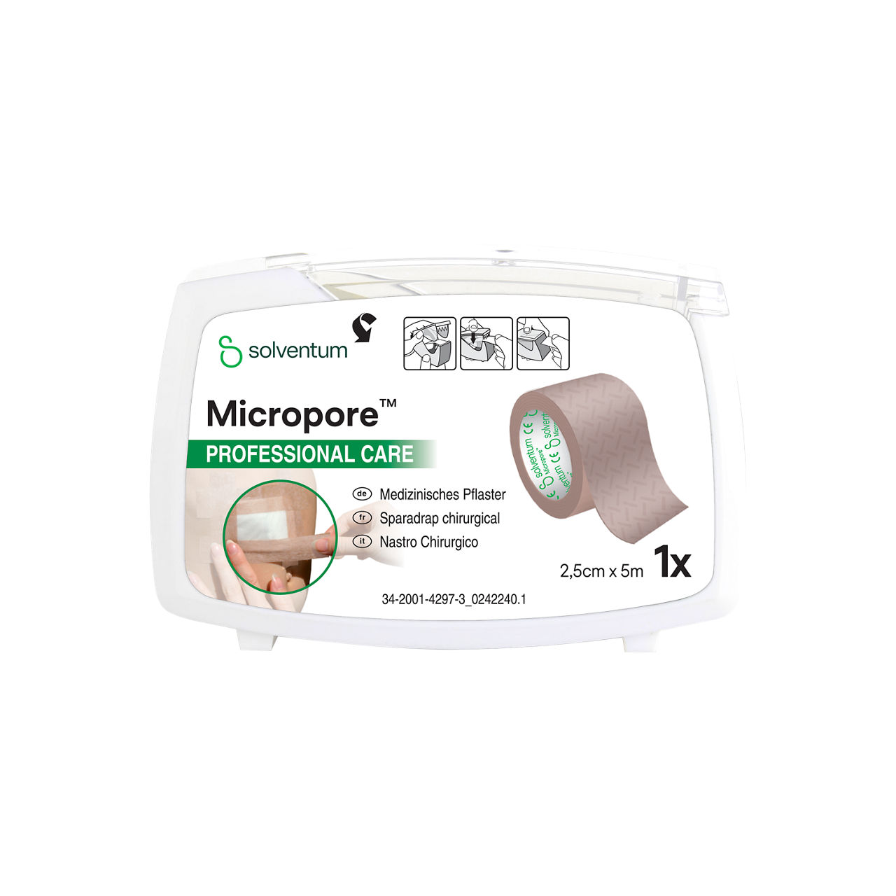 SOLVENTUM Micropore sparadrap avec dispenser