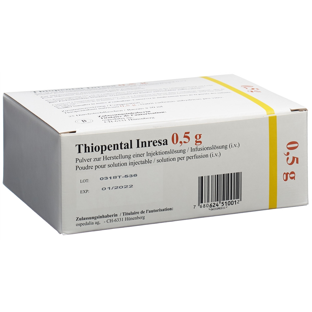 Thiopental Inresa subst sèche 0.5 g flac 25 pce, image principale