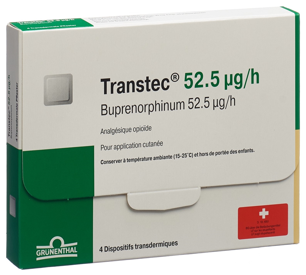 TRANSTEC patchs mat 52.5 mcg/h sach 4 pce, image 2 sur 2