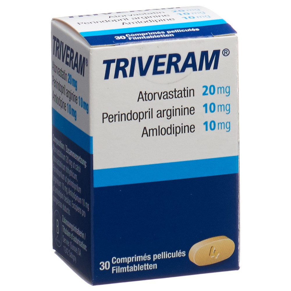 TRIVERAM cpr pell 20 mg/10 mg/10 mg bte 30 pce, image principale TRIVERAM cpr pell 20 mg/10 mg/10 mg bte 30 pce, image principale