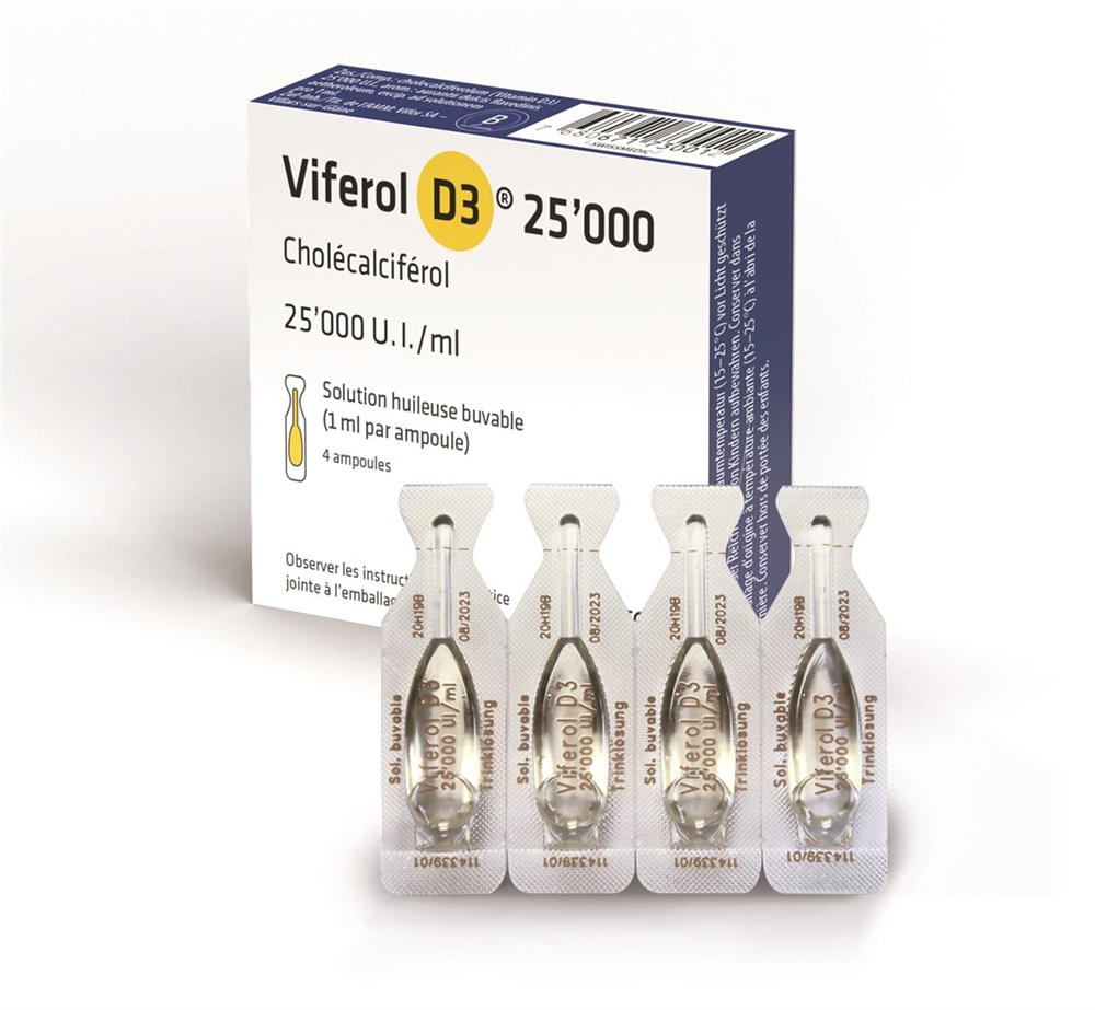 VIFEROL D3 sol buv 25000 IE/ml amp 4 pce, image 2 sur 2